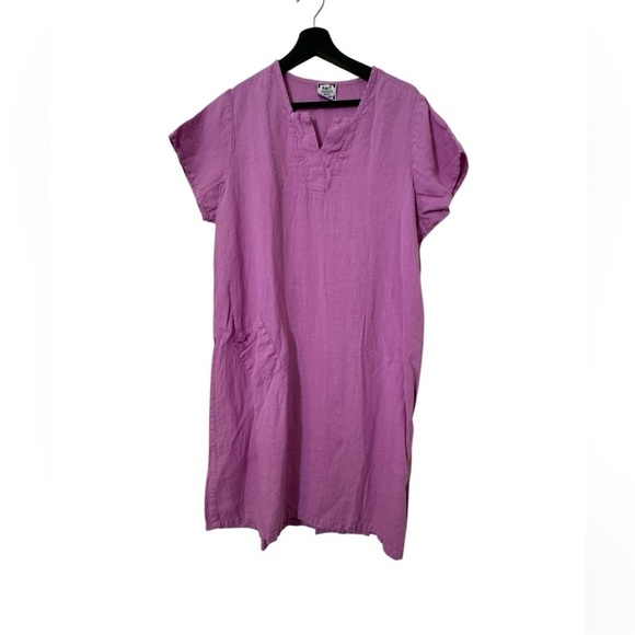 Orchid Purple Linen Tunic Dress - Picture 2 of 6